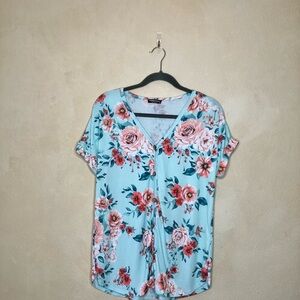 Floral V-Neck Women's Top